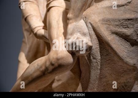 Michelangelos unvollendetes Bandini Pietá wird im Museum Opera del Duomo in Florenz ausgestellt. In seine 70s geschnitzt. Stockfoto