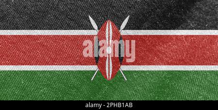 kenia-Stoffflagge Baumwollmaterial Breite Flaggen Tapete farbiger Hintergrund der kenia-Flagge Stockfoto