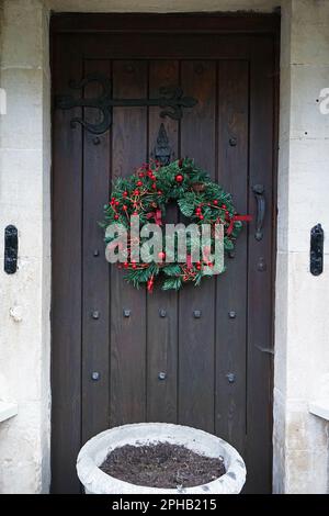 Weihnachtsmotiv Türdekoration Idee Stockfoto