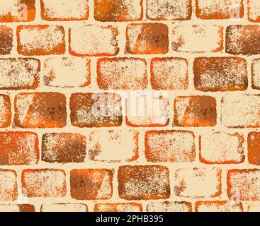 Backsteinwand mit nahtlosem Muster in Orange. Vektordarstellung Stock Vektor