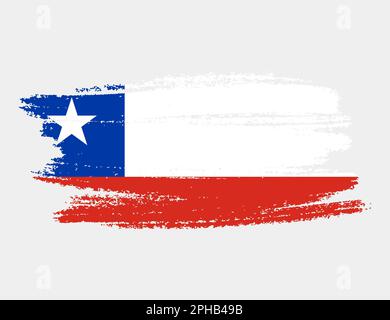 Künstlerische Grunge-Pinselflagge Chiles isoliert auf weißem Hintergrund. Elegante Textur der Nationalflagge Stock Vektor