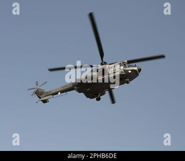 Ein Airbus Helicopters H215 Super Puma der spanischen Luftwaffe SAR-Such- und Rettungsabteilung Stockfoto