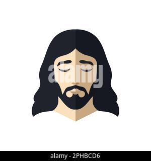 Face of Jesus Christus, flaches Design isoliert Stock Vektor