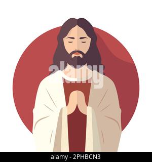 Jesus Christus, einfache Illustration, flaches Design isoliert auf weißem Hintergrund Stock Vektor