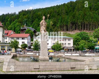 Brunnen von St. Blasius auf dem Domplatz in Sankt Blasien, Schwarzwald, Baden-Wurttemberg, Deutschland, Europa. Stockfoto