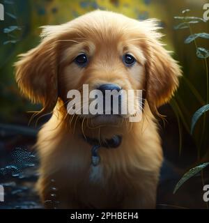 Der süßeste, goldene Retriever im Wald Stockfoto