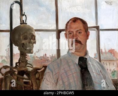 Selbstportrait mit Skeleton von Lovis Corinth (1858-1925), Öl auf Leinwand, 1896 Stockfoto