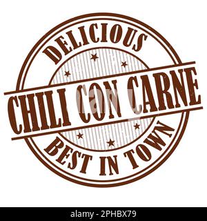 Chili con Carne Grunge Gummistempel auf weißem Hintergrund, Vektordarstellung Stock Vektor