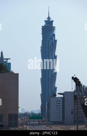 Das JW Marriott Marquis Dubai Hotel ist das zweithöchste Hotel der Welt, ein 72-stöckiges, 355 m (1.165 ft) großes Wolkenkratzer-Komplex in Dubai, United Stockfoto