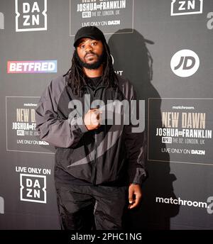 Jermaine Franklin kommt zur Launch-Party im Battersea Power Station, London. Foto: Montag, 27. März 2023. Stockfoto