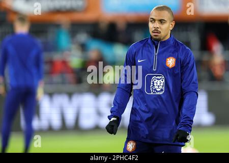 Rotterdam, Niederlande. 27. März 2023. ROTTERDAM, NIEDERLANDE - MÄRZ 27: Donyell Malen der Niederlande vor dem UEFA EURO 2024 Qualifying Round Group B Match zwischen den Niederlanden und Gibraltar im Stadion Feijenoord am 27. März 2023 in Rotterdam, Niederlande (Foto von Peter Lous/Orange Pictures) Credit: Orange Pics BV/Alamy Live News Stockfoto