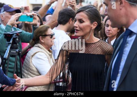 Cadiz, Andalusien, Spanien. 27. März 2023. Königin Letizia von Spanien nimmt am 27. März 2023 im Gran Teatro Falla am Konzert „Tempo de Luz“ in Cadiz, Spanien Teil (Kreditbild: © Jack Abuin/ZUMA Press Wire), NUR REDAKTIONELLER GEBRAUCH! Nicht für den kommerziellen GEBRAUCH! Kredit: ZUMA Press, Inc./Alamy Live News Stockfoto