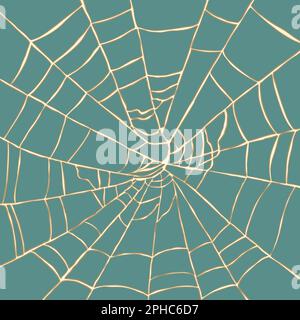 Ein goldenes, verworrenes und komplexes Netz, aus dem es schwierig ist, einen Ausweg zu finden. Eine komplexe Lösung für das Problem und den notwendigen Lösungsplan Stock Vektor