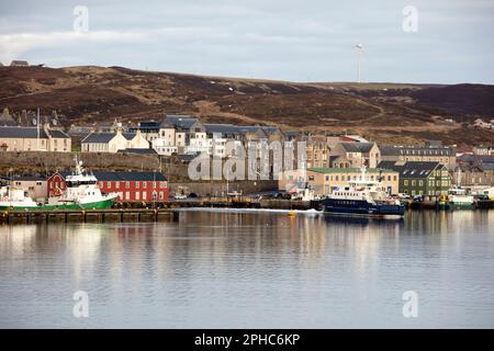 Lerwick, Shetland - die Anfahrt mit der Fähre. Stockfoto