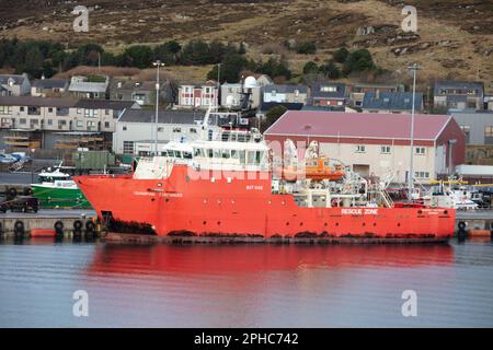 Lerwick, Shetland - die Anfahrt mit der Fähre. Stockfoto