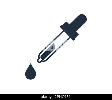 Monochromatische Pipette mit Tropfen für Grafikdesign Stock Vektor