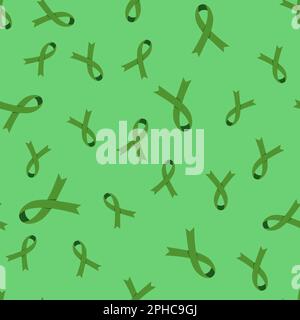 World Bipolar Day Konzept. Nahtloses Muster mit Farbband für „Grüne Aufmerksamkeit“ für Poster, Banner, Karten, Flyer in sozialen Medien. Stock Vektor