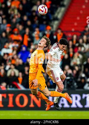 Rotterdam, Niederlande. 27. März 2023. Rotterdam - Mats Wieffer von Holland während des Spiels zwischen den Niederlanden und Gibraltar am 27. März 2023 im Stadion Feijenoord de Kuip in Rotterdam, Niederlande. Kredit: Box to box images/Alamy Live News Stockfoto