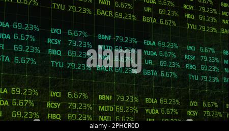 Zusammensetzung der Verarbeitung von Finanzdaten über das Grid Stockfoto