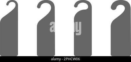 Satz mit leeren Türaufhängern oder Schrankteilern. Nicht stören, bitte klopfen Sie an oder halten Sie die Vorlagen für Papieretiketten still. Türgriffmodelle isoliert auf weißem Hintergrund. Vektordarstellung Stock Vektor