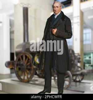 George Stephenson war ein britischer Ingenieur, bekannt für die Konstruktion der ersten Dampflokomotive, die "Rocket" genannt wird Stockfoto