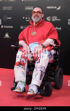 Madrid, Spanien. 27. März 2023. Bob Pop nimmt an der Fotokonferenz der Talía Awards im Teatro Español in Madrid Teil. Kredit: SOPA Images Limited/Alamy Live News Stockfoto