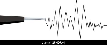 Abbildung von Erdbeben- oder Polygraphen-Testwellen. Stock Vektor