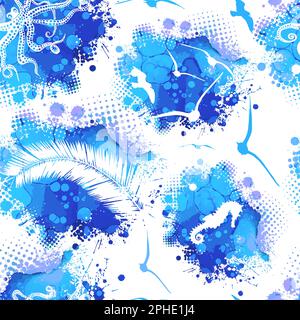 Seemöwen mit nahtlosem Muster. Vektordarstellung Stock Vektor