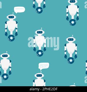 Nahtloses Robotermuster, Cartoon-Vektordarstellung, Stock Vektor