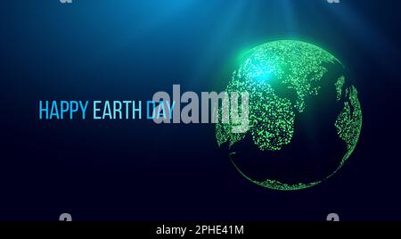 Happy Earth Day Konzept. Zwei Menschenhände halten Planet Erde. Umweltschutz, Umweltkonzept. Futuristischer moderner abstrakter Hintergrund Stock Vektor