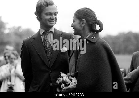 Carl XVI Gustaf und Silvia Sommerlath. Carl XVI Gustaf, König von Schweden. Geboren am 30. april 1946. Foto aufgenommen 1976. Stockfoto