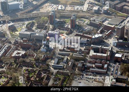 Blick aus der Vogelperspektive südlich der Chapel Street in Salford Stockfoto