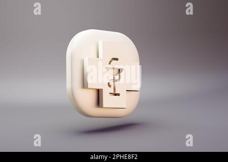 Schöne Illustration Symbole für gesunde Apotheke auf hellem pinkfarbenen Hintergrund. 3D-Rendering-Abbildung. Hintergrundmuster für Konstruktion. Stockfoto