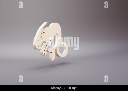 Wunderschöne Illustration Zodiac-Zeichen ARIES-Symbole auf hellem pinkfarbenen Hintergrund. 3D-Rendering-Abbildung. Hintergrundmuster für Konstruktion. Stockfoto