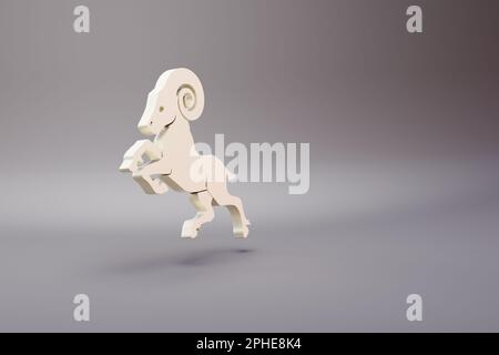 Wunderschöne Illustration Zodiac-Schild Capricorn Symbol Symbole auf hellem pinkfarbenen Hintergrund. 3D-Rendering-Abbildung. Hintergrundmuster für Konstruktion. Stockfoto