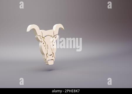 Schöne Illustration Zodiac-Zeichen Taurus Symbol Symbole auf hellem pinkfarbenen Hintergrund. 3D-Rendering-Abbildung. Hintergrundmuster für Konstruktion. Stockfoto