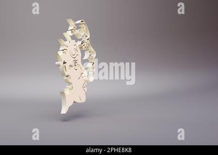 Wunderschöne Illustration Zodiac-Zeichen Gemini-Symbole auf hellem pinkfarbenen Hintergrund. 3D-Rendering-Abbildung. Hintergrundmuster für Konstruktion. Stockfoto