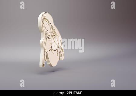 Wunderschöne Illustration Zodiac-Zeichen Virgo Symbol Symbole auf hellem pinkfarbenen Hintergrund. 3D-Rendering-Abbildung. Hintergrundmuster für Konstruktion. Stockfoto