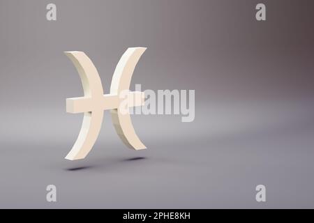 Schöne Illustration Zodiac Pisces Symbole auf hellem pinkfarbenen Hintergrund. 3D-Rendering-Abbildung. Hintergrundmuster für Konstruktion. Stockfoto