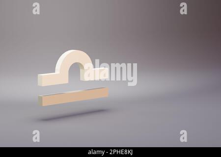 Wunderschöne Symbole für Zodiac Libra auf hellem pinkfarbenen Hintergrund. 3D-Rendering-Abbildung. Hintergrundmuster für Konstruktion. Stockfoto