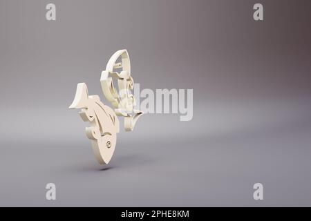 Schöne Illustration Zodiac-Zeichen Pisces-Symbole auf hellem pinkfarbenen Hintergrund. 3D-Rendering-Abbildung. Hintergrundmuster für Konstruktion. Stockfoto