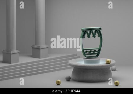 Wunderschöne abstrakte Illustrationen musikalisches Symbol für Big Bongo auf einem Brunnen- und Säulenhintergrund. 3D-Rendering-Abbildung. Stockfoto