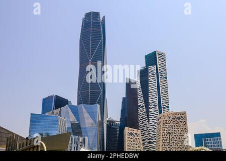 Titel: Riad, Saudi-Arabien - März 11 2023, King Abdullah Financial District , KAFD Business Towers Stockfoto