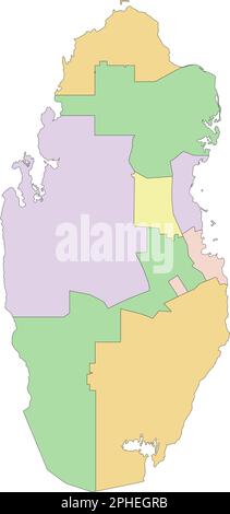 Katar - sehr detaillierte, bearbeitbare politische Karte. Stock Vektor