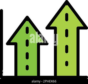 Symbol für wachsende Bitmünzen. Umriss-Vektorsymbol für wachsenden Bitcoin für Webdesign isoliert auf weißem Hintergrund, flach Stock Vektor
