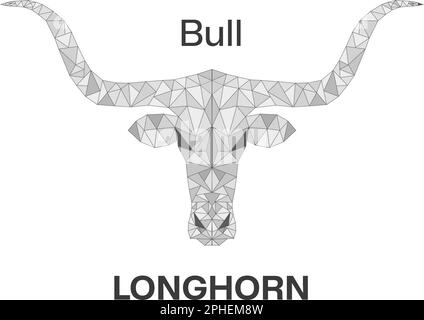 Der Longhorn-Stier ist ein Symbol von Texas. Für ein Logo, Banner, Web oder als Symbol. Long Horn Bull Buffalo Cow Cattle Head Toro Taurus Logo-Design Stock Vektor