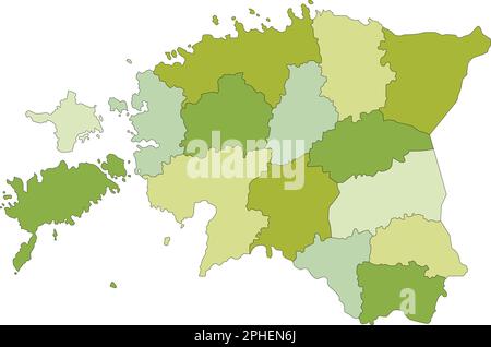 Sehr detaillierte, bearbeitbare politische Karte mit getrennten Schichten. Estland. Stock Vektor