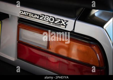 Detail eines exklusiven klassischen japanischen Sportwagens, Datsun 280 ZX R Stockfoto