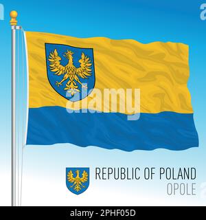 Opole regionale Flagge und Wappen, Republik Polen, europäisches Land, Vektordarstellung Stock Vektor