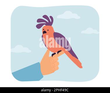 Süßer Papagei, der auf einem Finger sitzt Stock Vektor